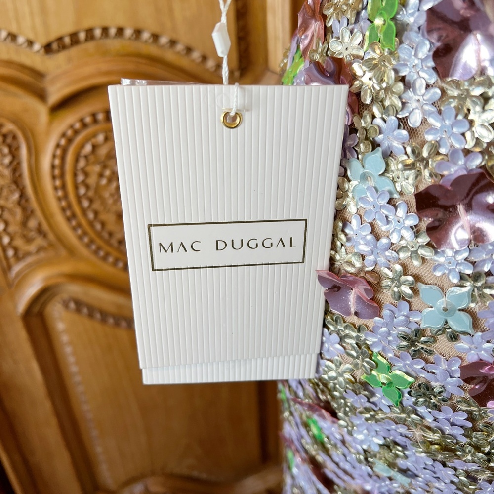 NWT Mac Duggal [6] 6153 Multicolor Sleeveless Floral Paillette Embellished Gown - Picture 8 of 12